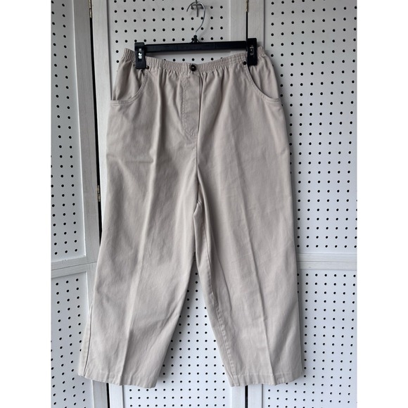 Blair Pants - Blair Women's M Pull On Elastic Waist Crop Ankle Chino Pants Beige 100% Cotton